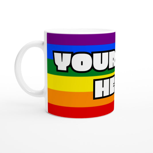 Personalised  horizontal rainbow stripes 11oz mug